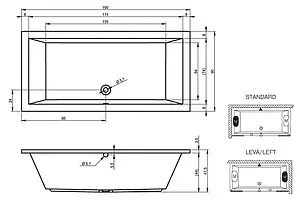 Ванна акриловая Riho LUSSO 190x90 B037001005, 5