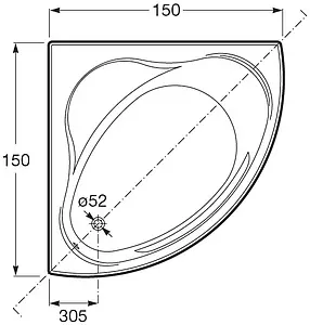 Ванна акриловая Roca Bali 150x150 ZRU9302916 Ванна акриловая Roca Bali 150x150 ZRU9302916, 2