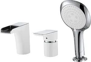 Смеситель на борт ванны на 3 отверстия D&K Berlin Steinbeis белый/хром DA1434216 Смеситель на борт ванны на 3 отверстия D&K Berlin Steinbeis белый/хром DA1434216, 1