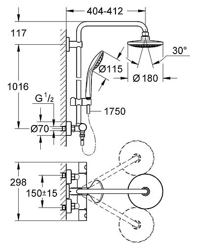 Душевая система с термостатом для душа Grohe Euphoria хром 27420001