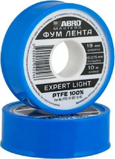 Лента ФУМ 19 x 0.075мм x 10м ABRO Masters Expert lite PTFE-19-007-10-RE