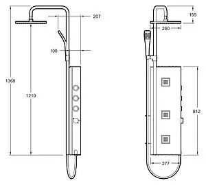Душевая панель с термостатом для душа Jacob Delafon WaterTile хром E3872-185 Душевая панель с термостатом для душа Jacob Delafon WaterTile хром E3872-185, 2