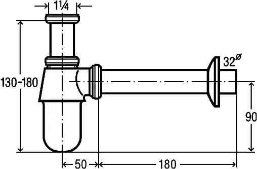 Сифон бутылочный для раковины Viega 5753 хром 100674