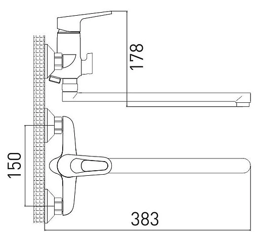 Смеситель для ванны с длинным изливом Gross Aqua Delta хром 7244268C-35L(F)