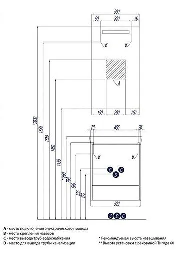 Тумба под умывальник напольная Aquaton Йорк 55 белый/дуб сонома 1A170501YOAD0