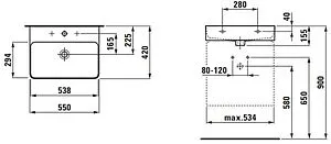 Раковина Laufen Val 55 белый 8.1028.2.000.104.1 Раковина Laufen Val 55 белый 8.1028.2.000.104.1, 2