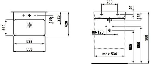 Раковина Laufen Val 55 белый 8.1028.2.000.104.1