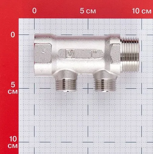 Коллектор распределительный проходной 2 отвода 1&quot;в/н x ½&quot;к Valtec VTc.500.N.0602