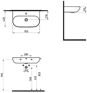 Раковина Bien Vokha 70 черный MDLS07001FD1B9000 Раковина Bien Vokha 70 черный MDLS07001FD1B9000, 2