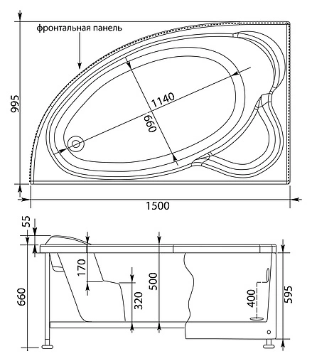 Ванна акриловая Aquanet Mayorca 150x100 L 00204008