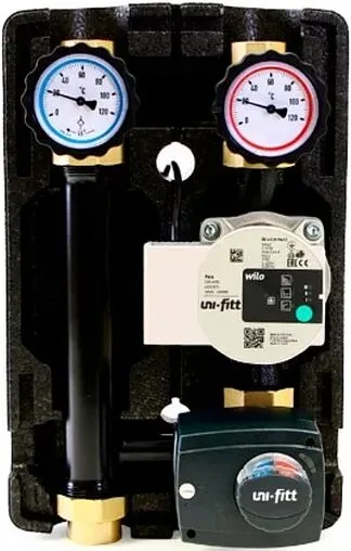 Насосный модуль с 3-х ходовым смесительным клапаном и сервоприводом 1&quot;в х 1&quot;в Uni-Fitt 493P2500 с насосом Wilo Para 25/6