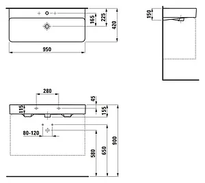 Раковина Laufen Val 95 белый 8.1028.7.000.104.1 Раковина Laufen Val 95 белый 8.1028.7.000.104.1, 2