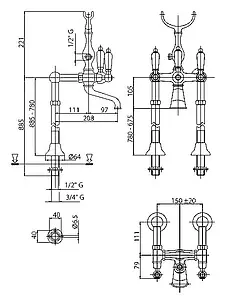 Смеситель для ванны напольный Cezares First золото/белый FIRST-VDP-03/24-Bi Смеситель для ванны напольный Cezares First золото/белый FIRST-VDP-03/24-Bi, 2