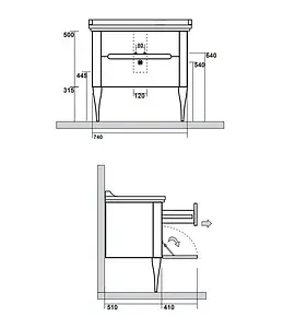 Тумба-умывальник Kerasan Waldorf noce (орех) 919346noce+4141K1bi/cr*3, 2