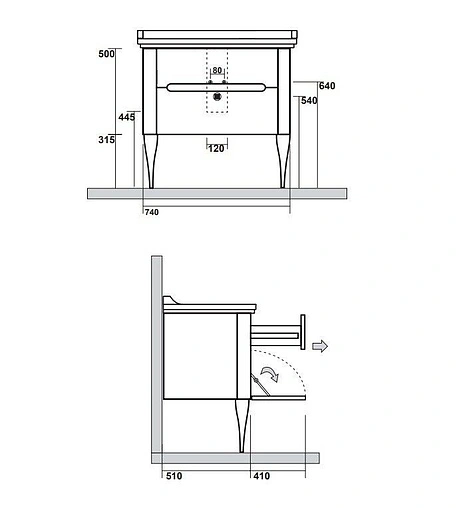 Тумба-умывальник Kerasan Waldorf noce (орех) 919346noce+4141K1bi/cr*3