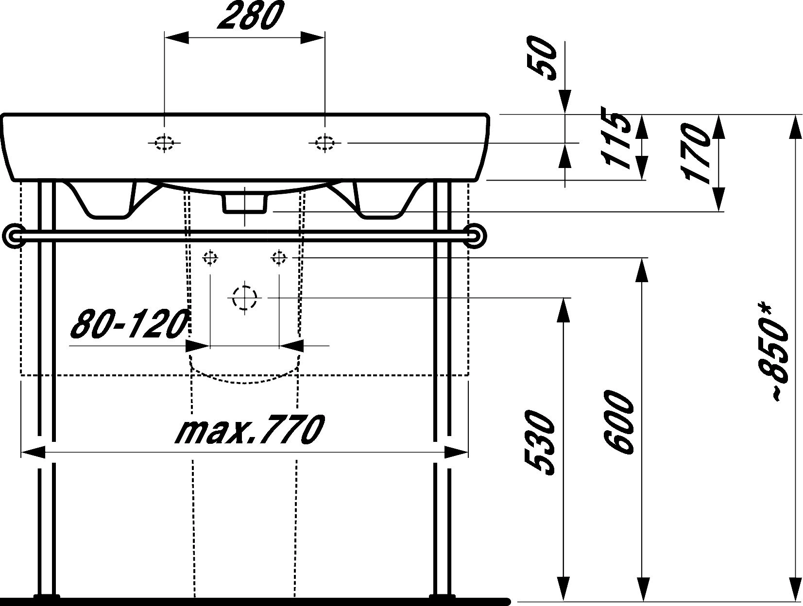 Раковина Laufen Pro 85 белый 8.1395.6.000.104.1