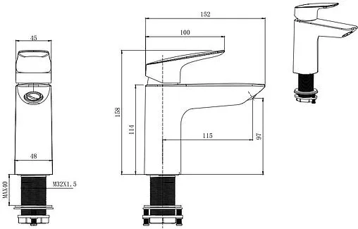 Комплект для ванны 3 в 1 Aquatek Вега хром AQ1030CR