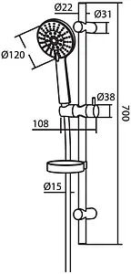 Душевая стойка Damixa Palace One хром 914100000 Душевая стойка Damixa Palace One хром 914100000, 2