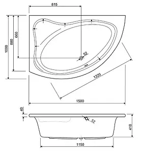 Ванна акриловая Cezares Tebe-L 150x100 Ванна акриловая Cezares Tebe-L 150x100, 2