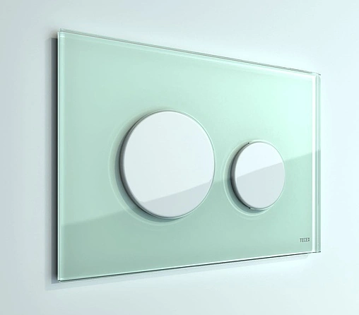 Клавиша смыва для унитаза TECEloop 9240651 кнопки/белый глянцевый, панель/стекло мятный зеленый