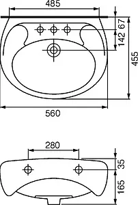 Раковина Cersanit Eko E 55 B белый S-UM-E55/1-w Раковина Cersanit Eko E 55 B белый S-UM-E55/1-w, 2