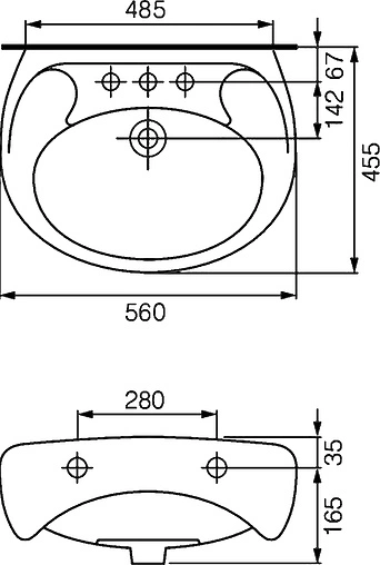 Раковина Cersanit Eko E 55 B белый S-UM-E55/1-w