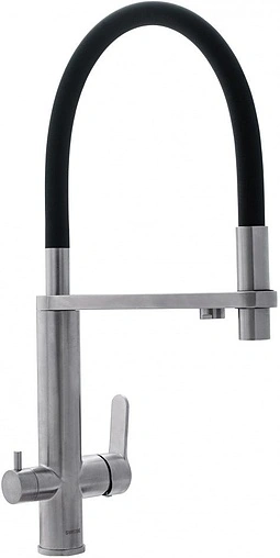Смеситель для кухни с подключением к фильтру и выдвижным изливом Swedbe Selene Plus нержавеющая сталь/чёрный 8440