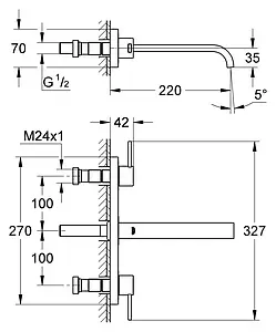 Смеситель для раковины из стены Grohe Allure хром 20193000 Смеситель для раковины из стены Grohe Allure хром 20193000, 2