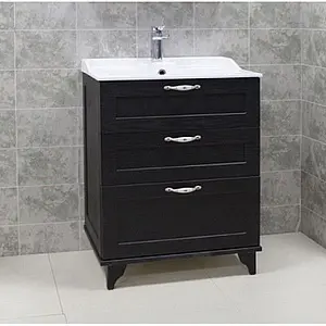 Тумба под умывальник напольная Aquaton Леон 65 H ясень чёрный 1A194601LBPT0, 3