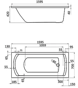 Ванна акриловая Santek Монако 160x70 1WH111977 Ванна акриловая Santek Монако 160x70 1WH111977, 2