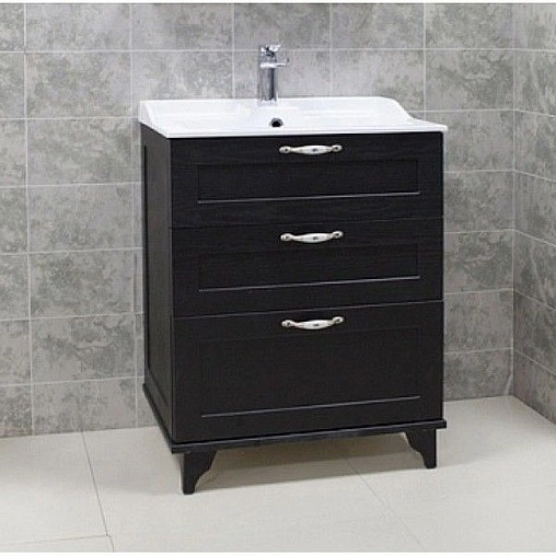 Тумба под умывальник напольная Aquaton Леон 65 H ясень чёрный 1A194601LBPT0