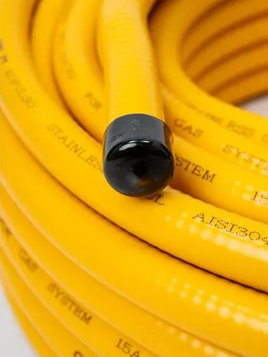 Труба гофрированная из нержавеющей стали отожженная Kofulso 20мм в желтой оплетке бухта 30м 20ПМ