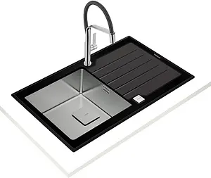 Мойка кухонная Teka Diamond RS15 1B 1D 86 нержавеющая сталь/чёрное стекло 115100011 Мойка кухонная Teka Diamond RS15 1B 1D 86 нержавеющая сталь/чёрное стекло 115100011, 3