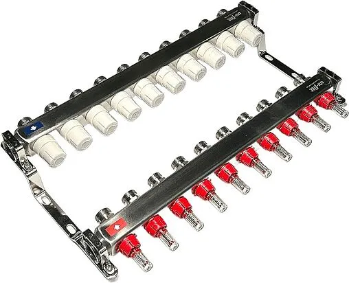 Группа коллекторная с расходомерами 10 отводов 1&quot;в/в x ¾&quot;ек Uni-fitt OPTIMAL 450B4310.RU
