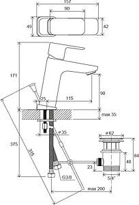 Смеситель для раковины Ravak 10° Free хром X070128, 2