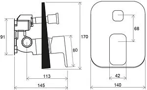 Смеситель для ванны скрытого монтажа Ravak 10° Free чёрный матовый X070158, 2