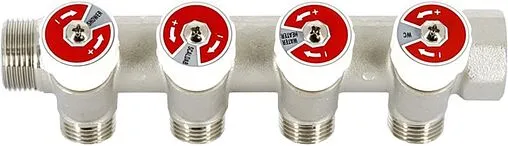 Коллектор регулирующий проходной 4 отвода ¾&quot;в/н x ½&quot;н Uni-fitt 400N3241