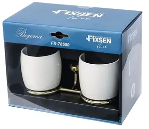 Стакан двойной Fixsen Bogema gold золото/белый с рисунком FX-78507G, 2