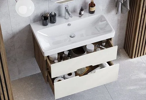 Тумба-умывальник подвесная Aquaton Оливия 80 грей/дуб ойстер 1A2831K0OLUG0