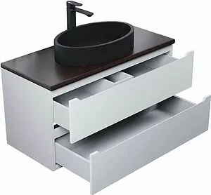 Тумба-умывальник подвесная Uperwood Tanos 100 белый/бук тёмный 2910210428 Тумба-умывальник подвесная Uperwood Tanos 100 белый/бук тёмный 2910210428, 3