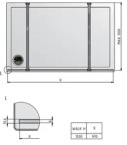 Душевое ограждение 1000x1000мм прозрачное стекло Roltechnik Walk WALK H/1000 941-1000000-00-02 Душевое ограждение 1000x1000мм прозрачное стекло Roltechnik Walk WALK H/1000 941-1000000-00-02, 2