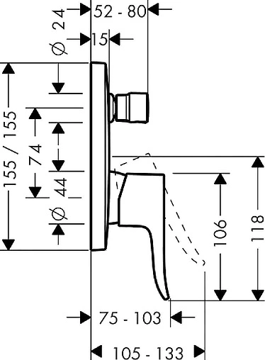 Смеситель для ванны скрытого монтажа Hansgrohe Metris хром 31454000 Смеситель для ванны скрытого монтажа Hansgrohe Metris хром 31454000