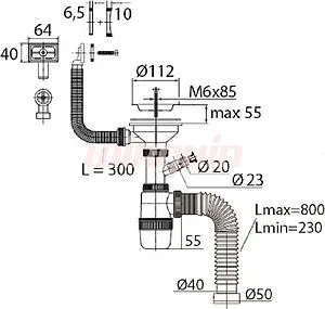 Сифон бутылочный для мойки с переливом VIRPlast Эконом 30987109 Сифон бутылочный для мойки с переливом VIRPlast Эконом 30987109, 2