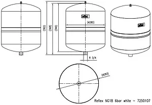 Расширительный бак Reflex NG 18л 6 бар 7250107 Расширительный бак Reflex NG 18л 6 бар 7250107, 2
