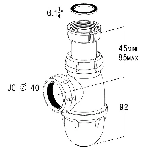 Сифон бутылочный для раковины Nicoll L242 белый 0201022