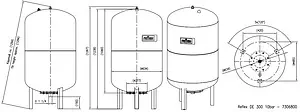 Гидроаккумулятор Reflex DE 300л 10 бар 7306800, 2