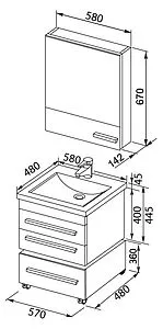 Шкаф-зеркало Aquanet Верона 58 L белый 00175344 Шкаф-зеркало Aquanet Верона 58 L белый 00175344, 3