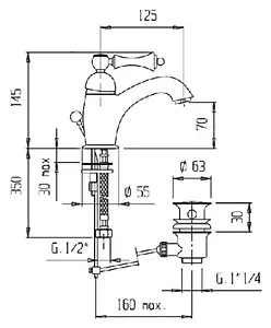 Смеситель для раковины Cezares Margot белый матовый/хром MARGOT-LSM1-BLC, 2