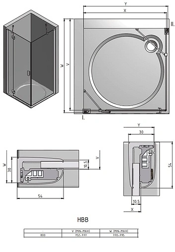 Боковая стенка 800мм прозрачное стекло Roltechnik Hitech Line HBB/800 286-8000000-06-02