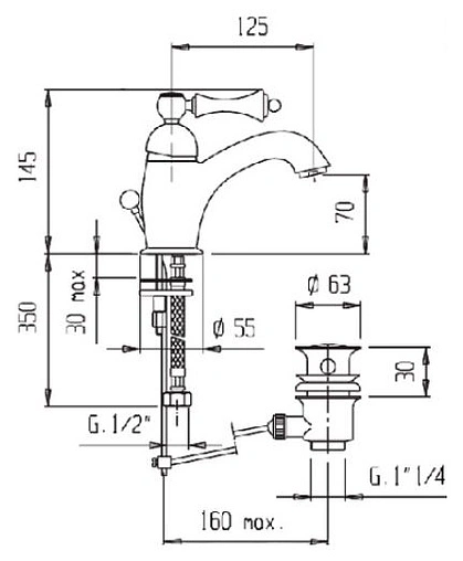 Смеситель для раковины Cezares Margot белый матовый/хром MARGOT-LSM1-BLC Смеситель для раковины Cezares Margot белый матовый/хром MARGOT-LSM1-BLC